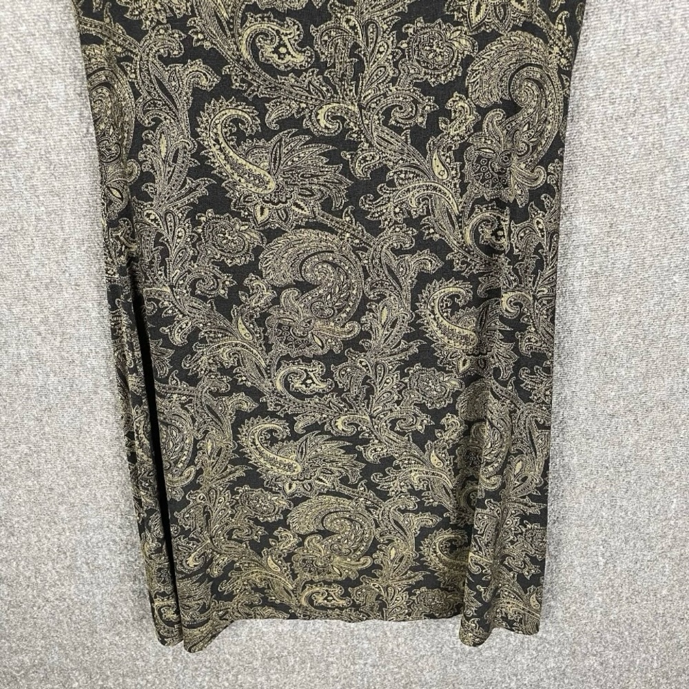 VTG All That Jazz Slinky Knit Black Gold Paisley Short Sleeve Shift Dress Size M - Picture 3 of 9